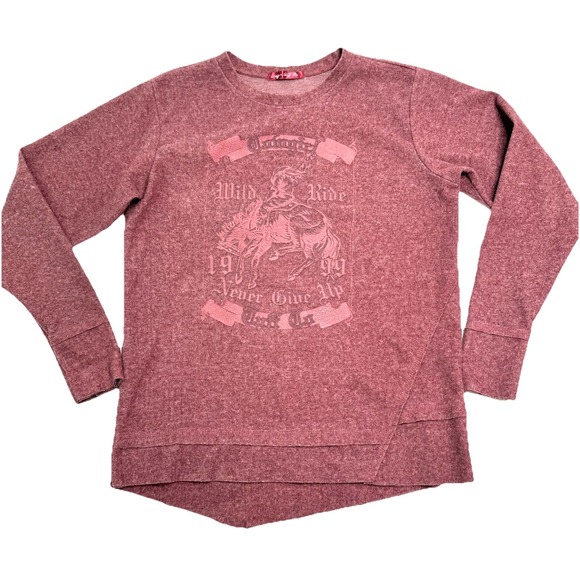 Cowgirl Tuff Tops - Cowgirl Tuff Co Sweatshirt Wild Ride 1999 Red Womens Size XL Pullover Western